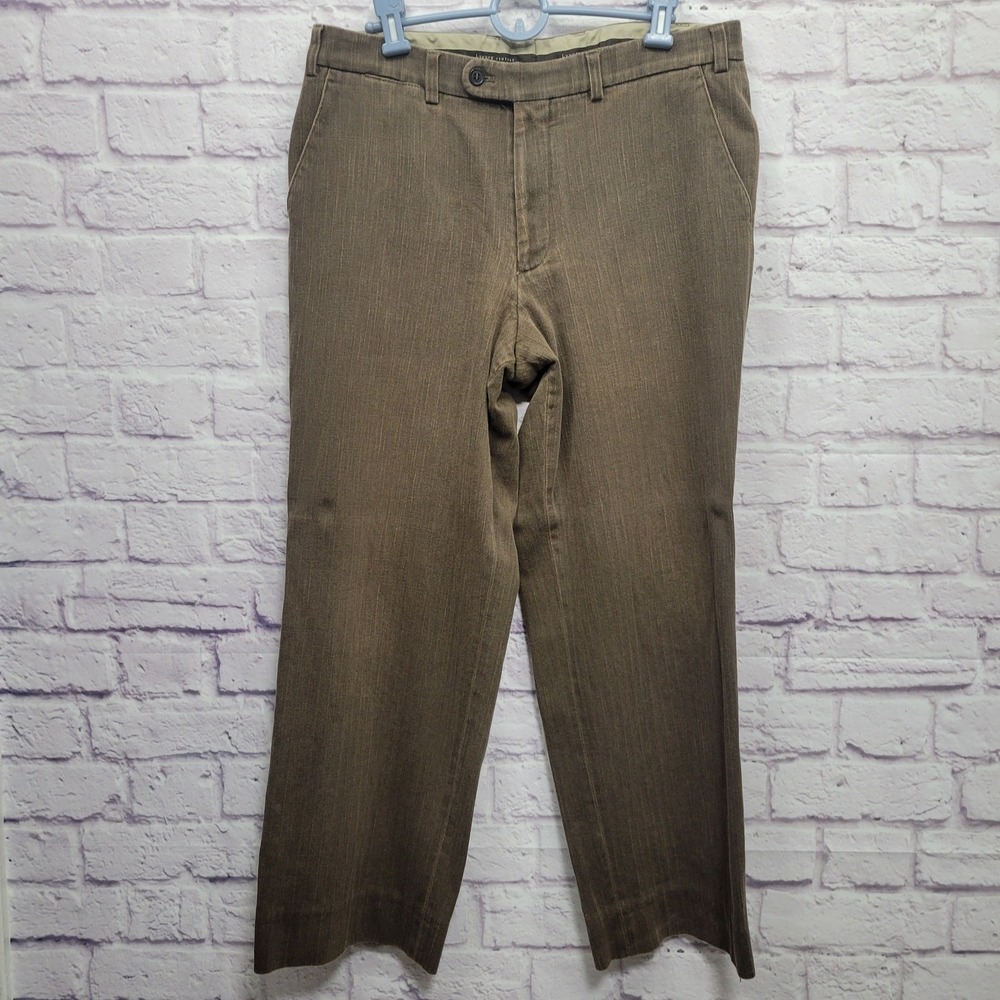 Hiltl Brown Herringbone Dress Pants Mens 34x29 Trousers Academia Business Preppy